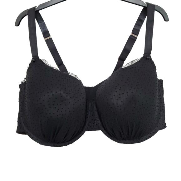 Savage Fenty Back to Boudoir Balconette Bra Black Mesh Dots Padded Underwire 42H - Picture 1 of 12